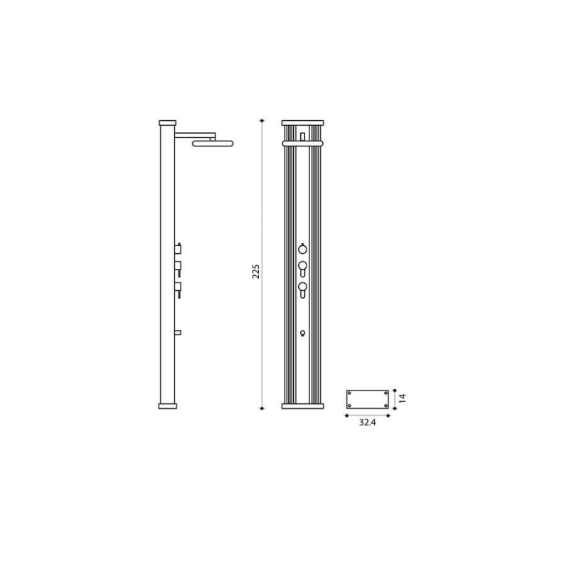 Dimensions de la douche solaire.