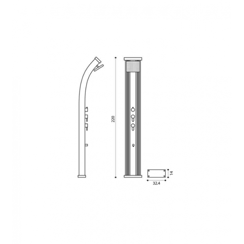 Dimension de la douche solaire.