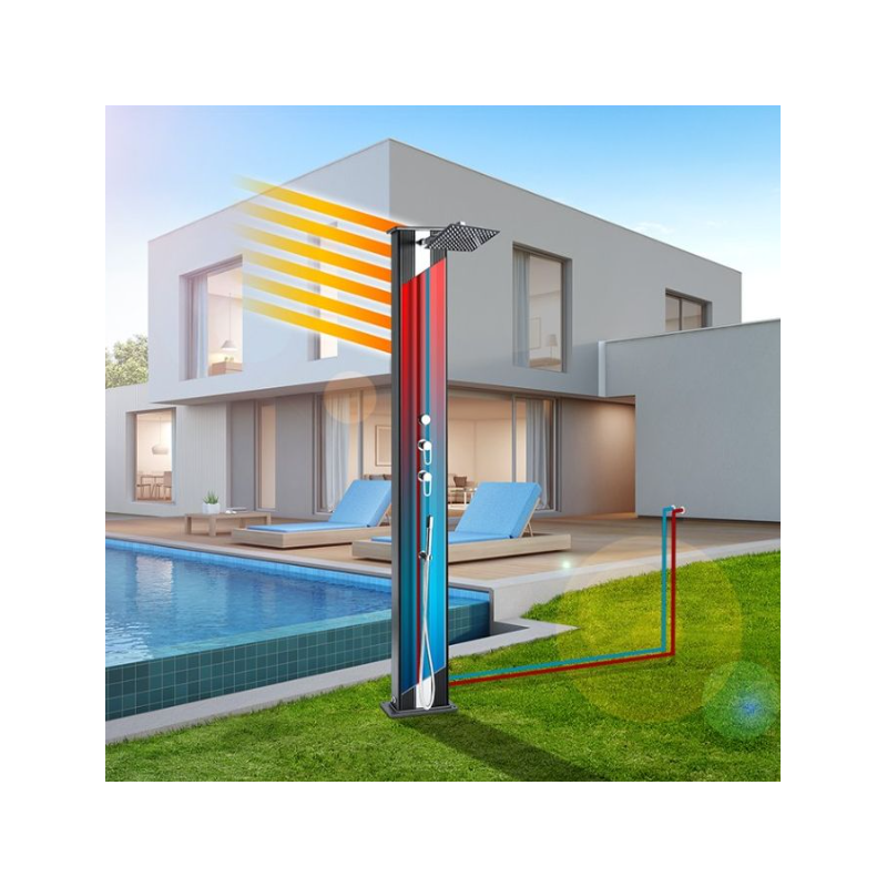 Schéma de la douche solaire.