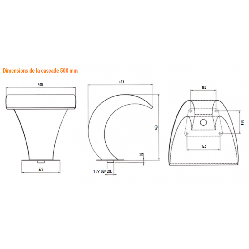 Schéma de la cascade décorative inox.
