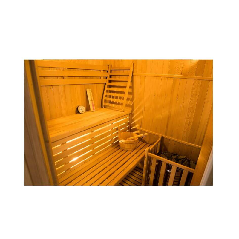 Image intérieur du sauna Zen 3 places angulaires.