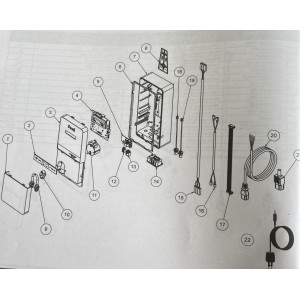 Schéma éclaté de la pompe doseuse Redox. Le n°11 représente le moteur de pompe.