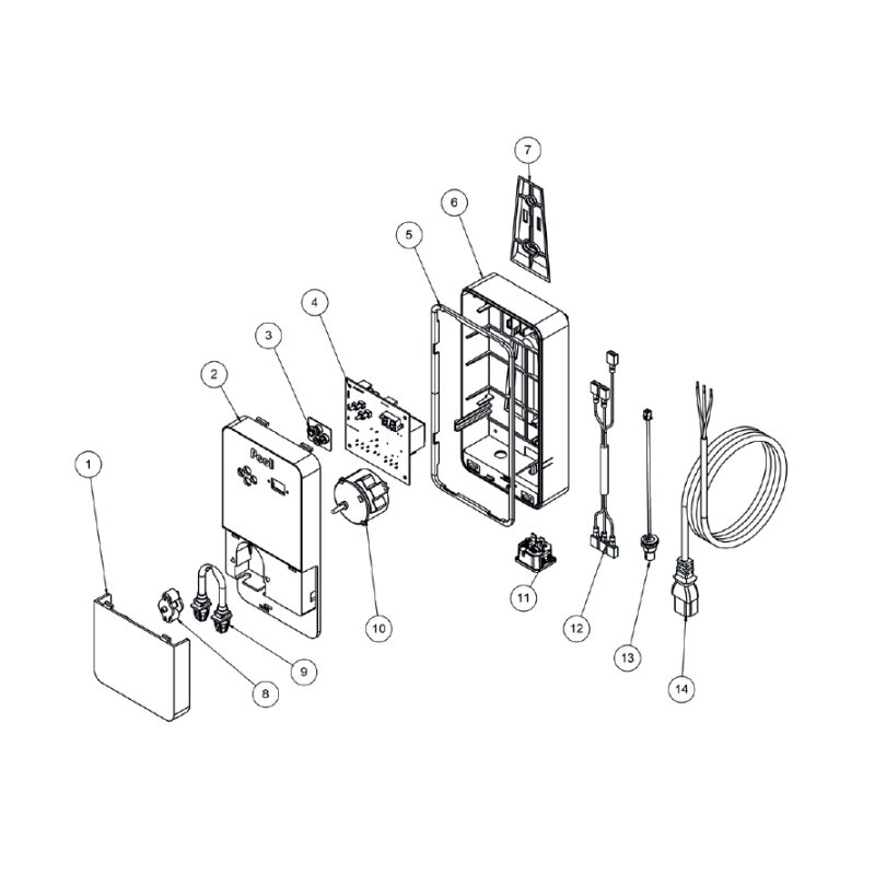 Schéma éclaté du MinipH. Le n°2 représente la façade complète.