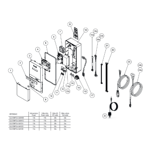 Schéma éclaté d'un Just salt. Le n° 13b représente l'alimentation 24 vdc - 120W.
