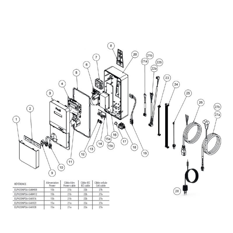 Schéma éclaté du JustSalt duo. Le n°3 représente la façade complète JustSalt duo.