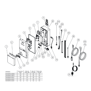Schéma éclaté d'un Just Salt. Le n°15b représente l'alimentation 24 vdc - 120W.