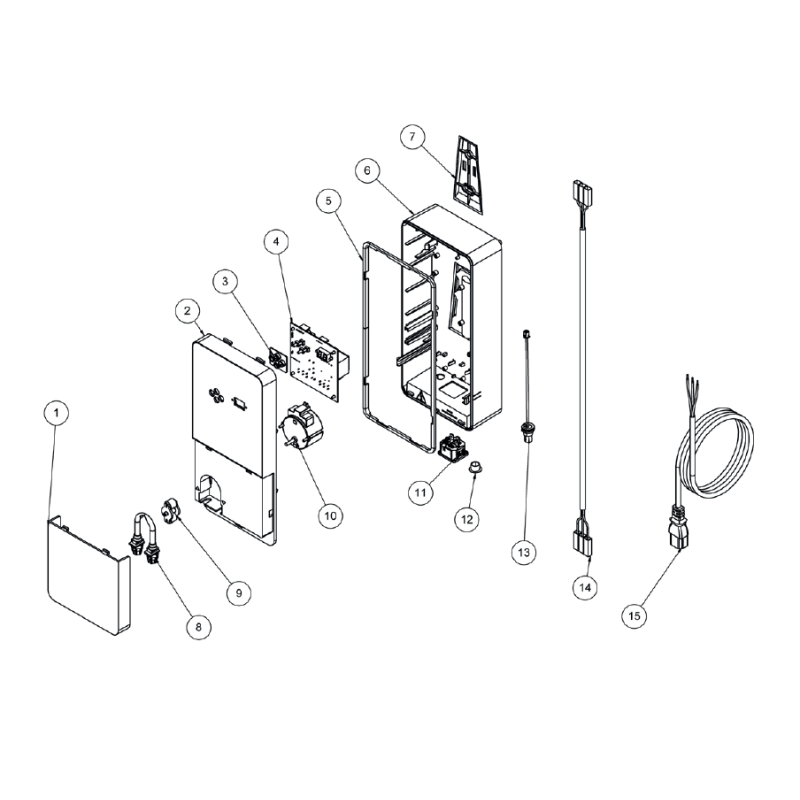 Schéma éclaté du JustpH. Le n°2 représente la façade complète.