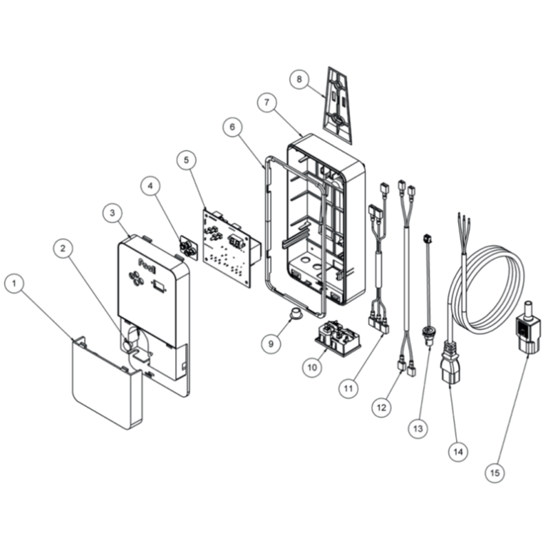 Schéma éclaté d'un JustSalt. Le n°9 sur le schéma représente le bouchon cache BNC.