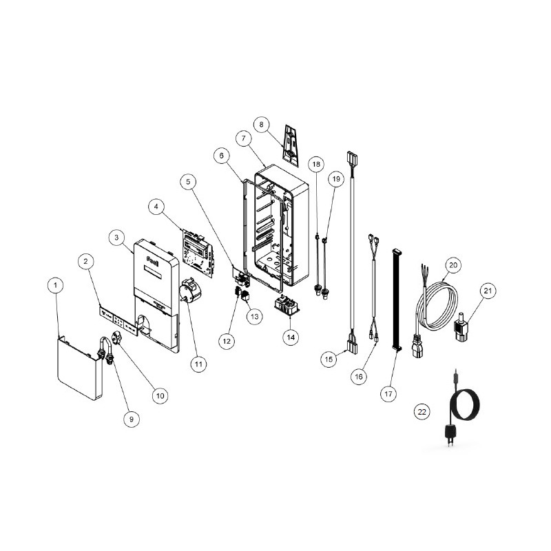 Schéma éclaté du Just Regul. Le n°3 représente la façade complète du Just Regul.