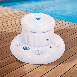 Image du bar flottant posé à côté d'une piscine.