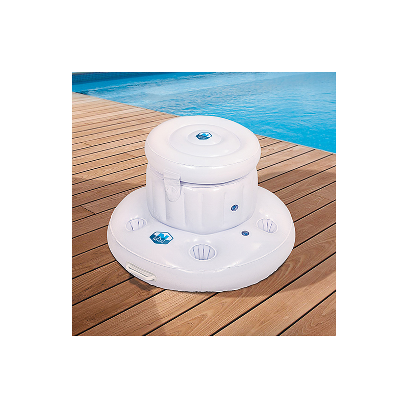 Image du bar flottant posé à côté d'une piscine.